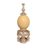 Old lamp foot silver metal and ostrich egg late nineteenth century