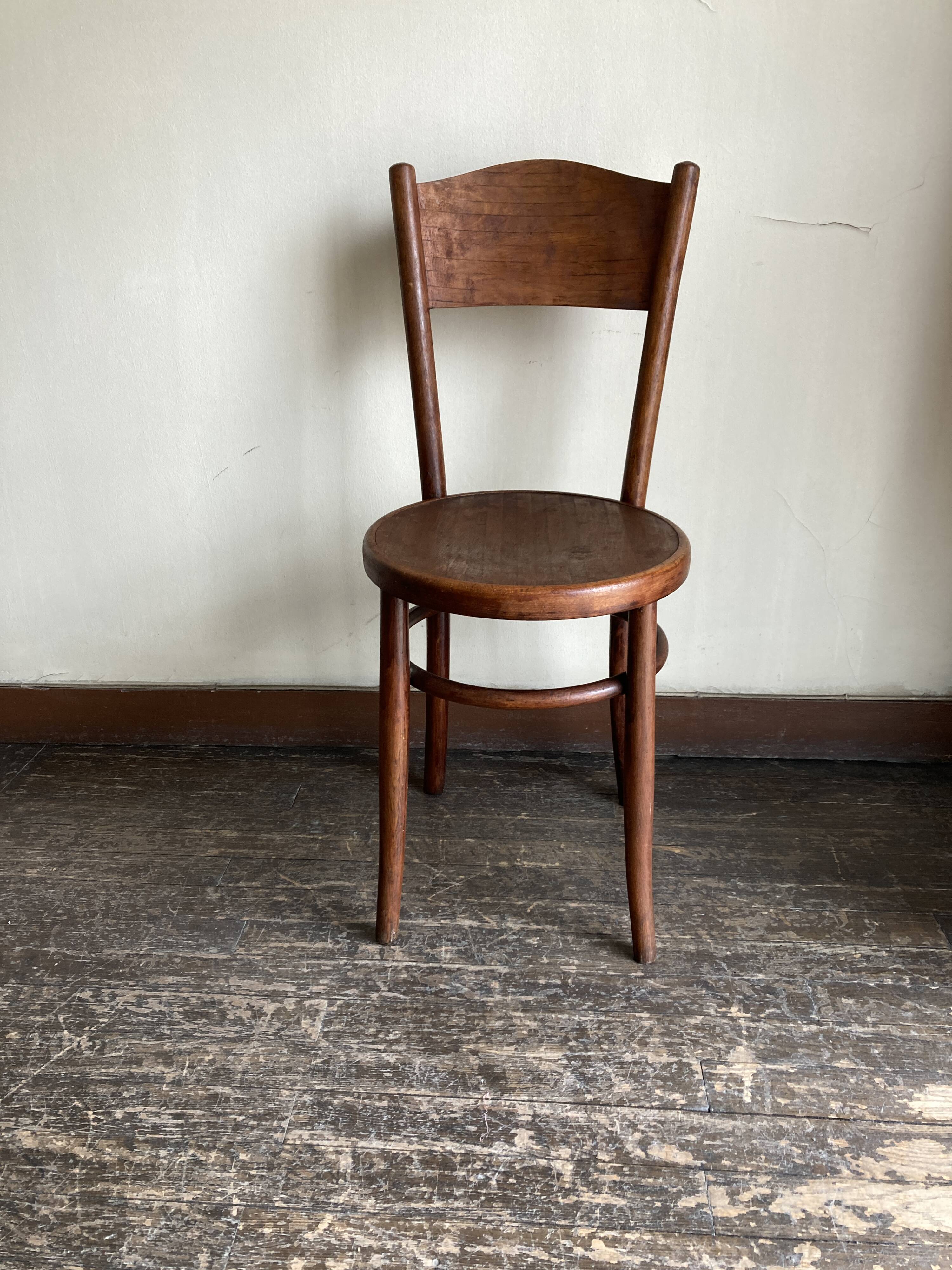 Set of 4 Fischel bistro chairs in bent wood gendarme hat 1920