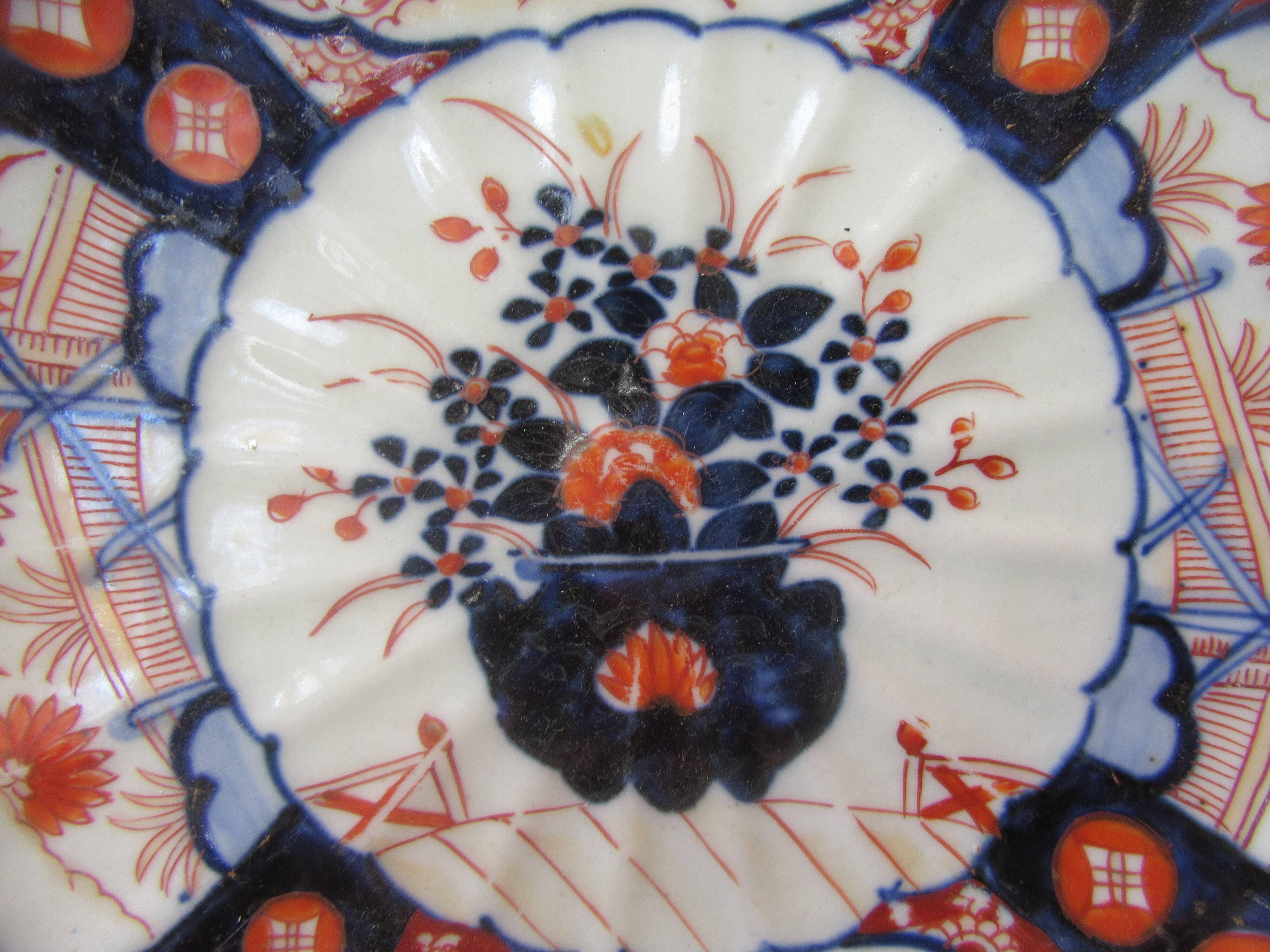 Antique asian imari plate, japan, 19th century, floral decoration