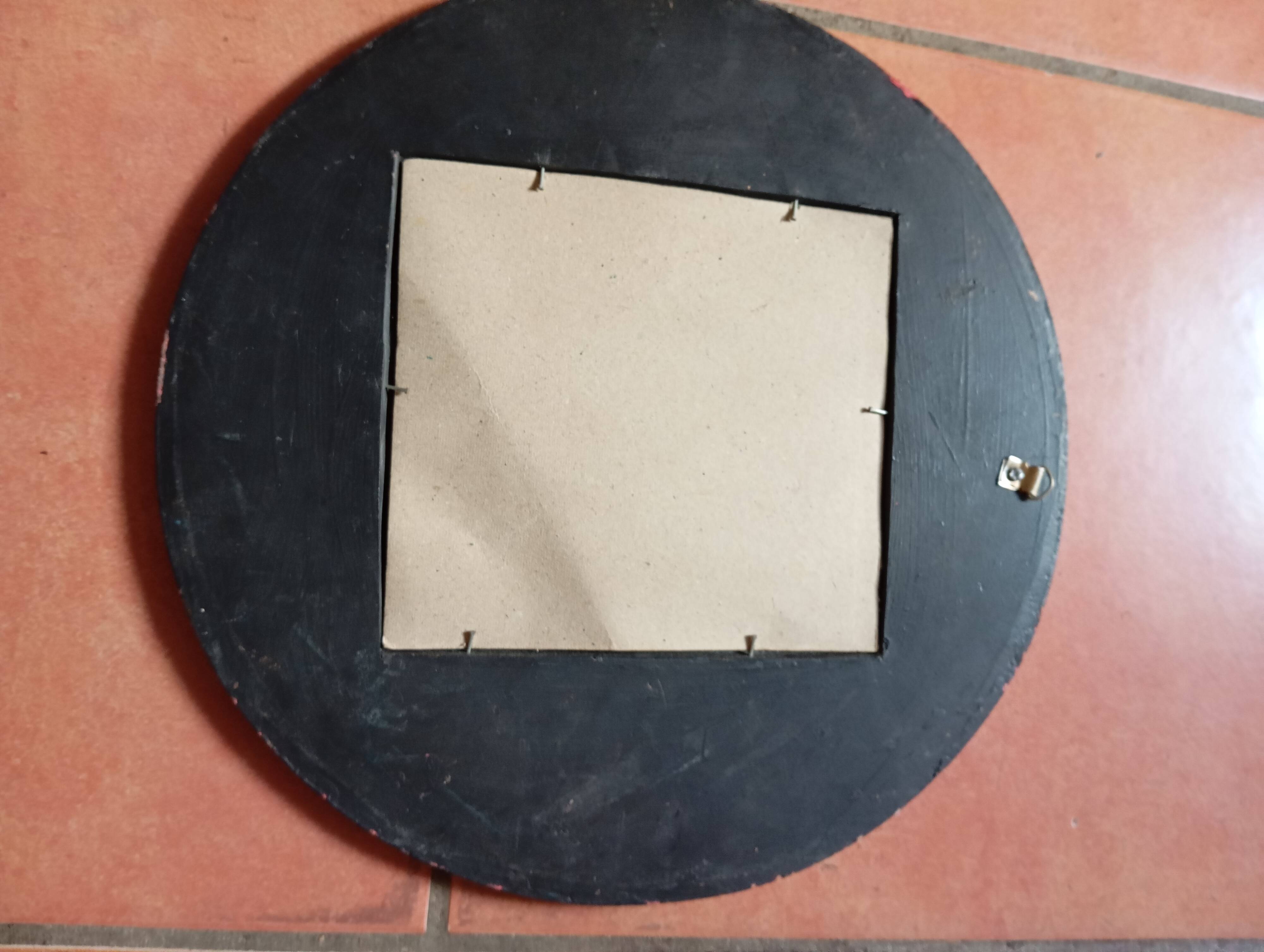 Yellow & brown wooden sun mirror