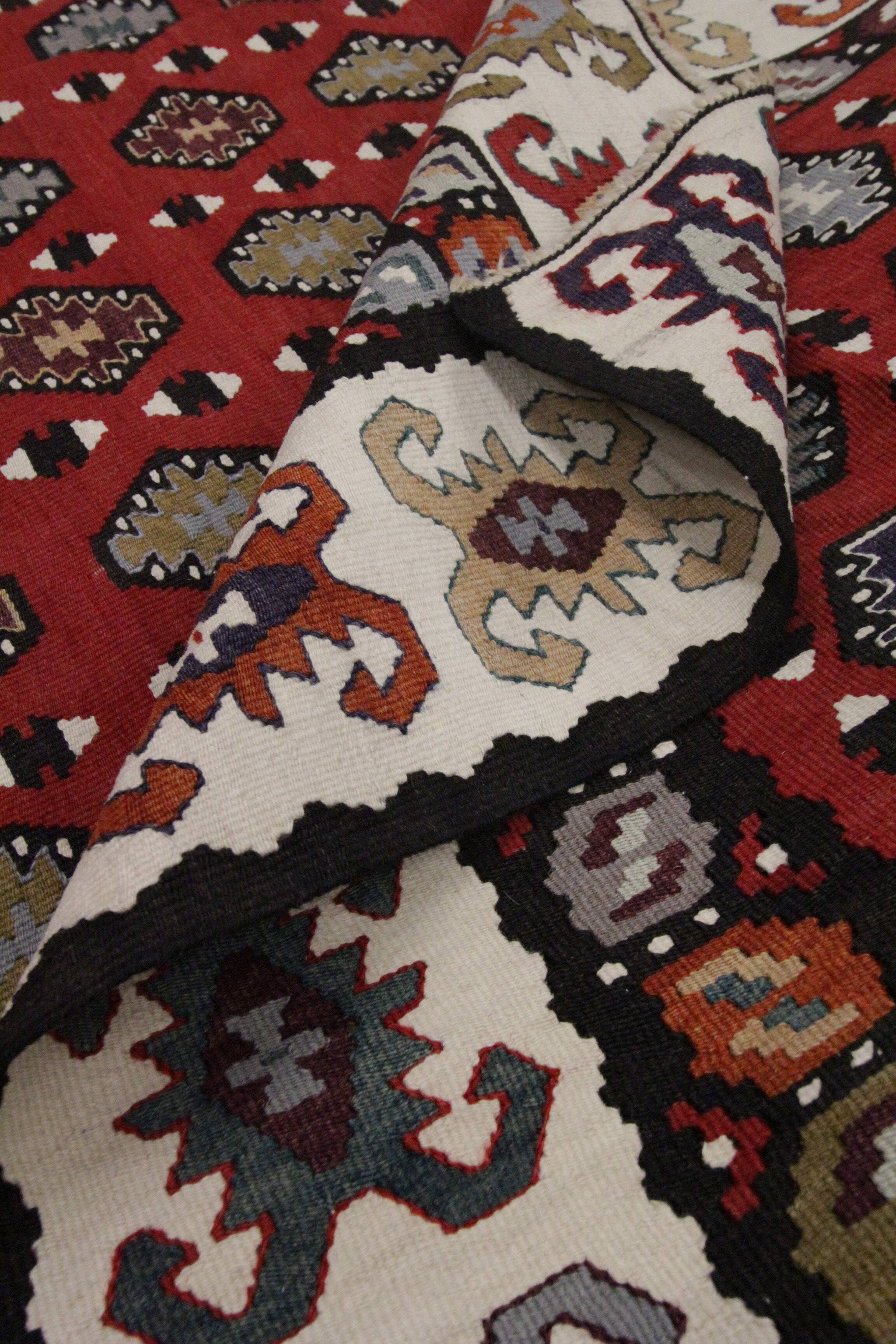 Serbian Kilim Rug, Handwoven Wool Flatweave Carpet, Folk Art 245x150 cm