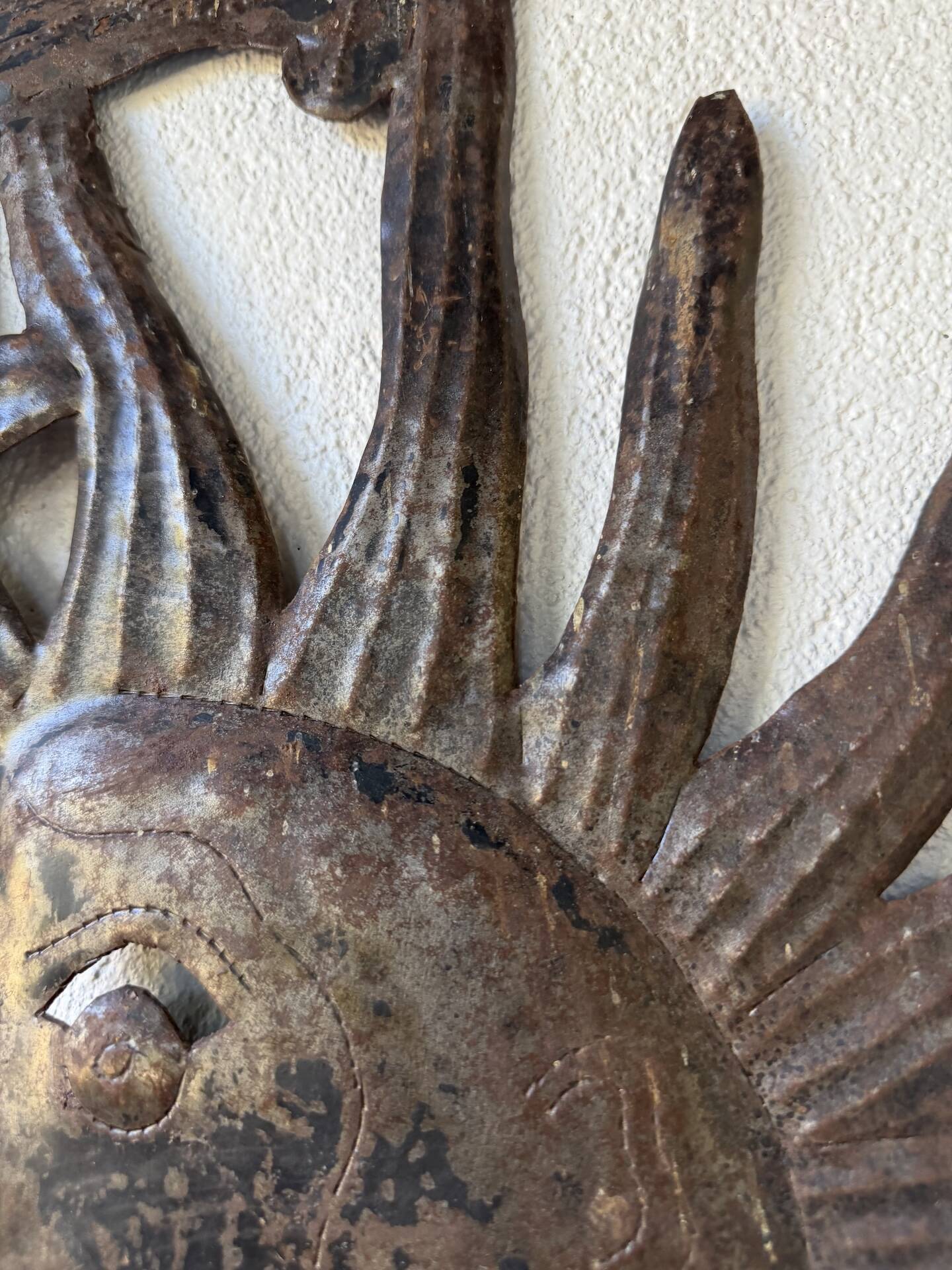 Brutalist metal wall sculpture "sun-moon"