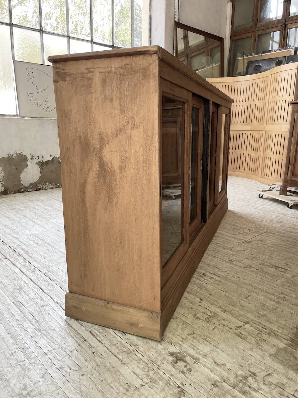 Oak sideboard with glass doors