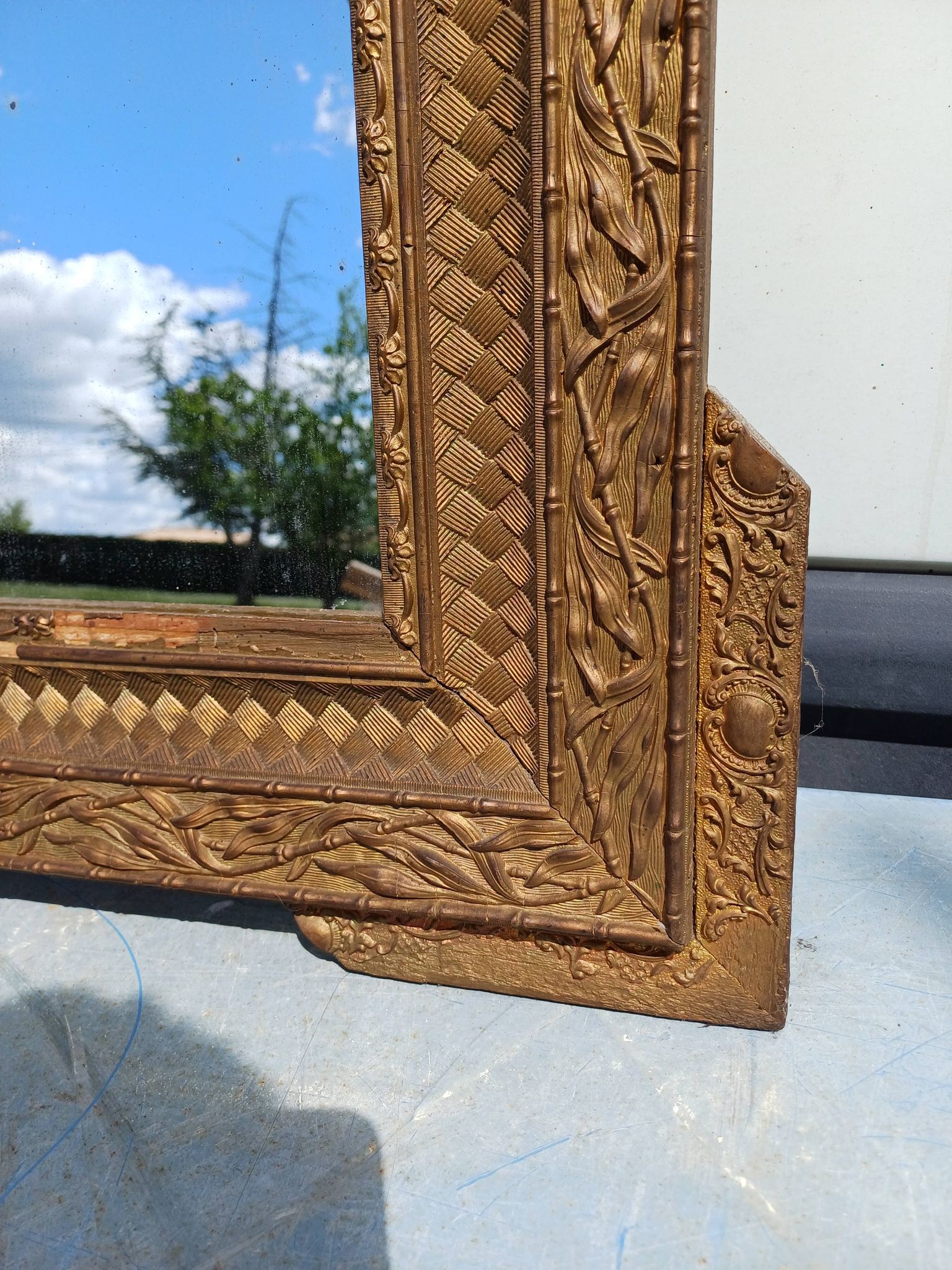 Miroir Bois et Stuk doré 19 ème
