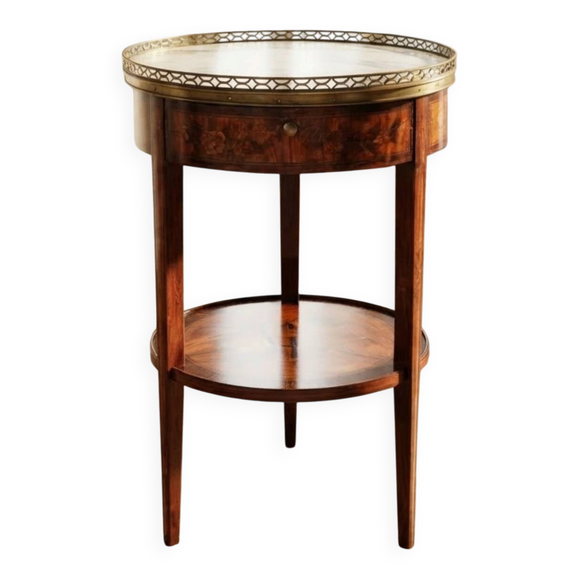 Rare chiffonnière table / flying table with 3 rotating drawers – Stamped
