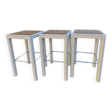 Lot 3 tabourets bar bois / cannage