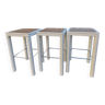 Set of 3 wooden/cane bar stools