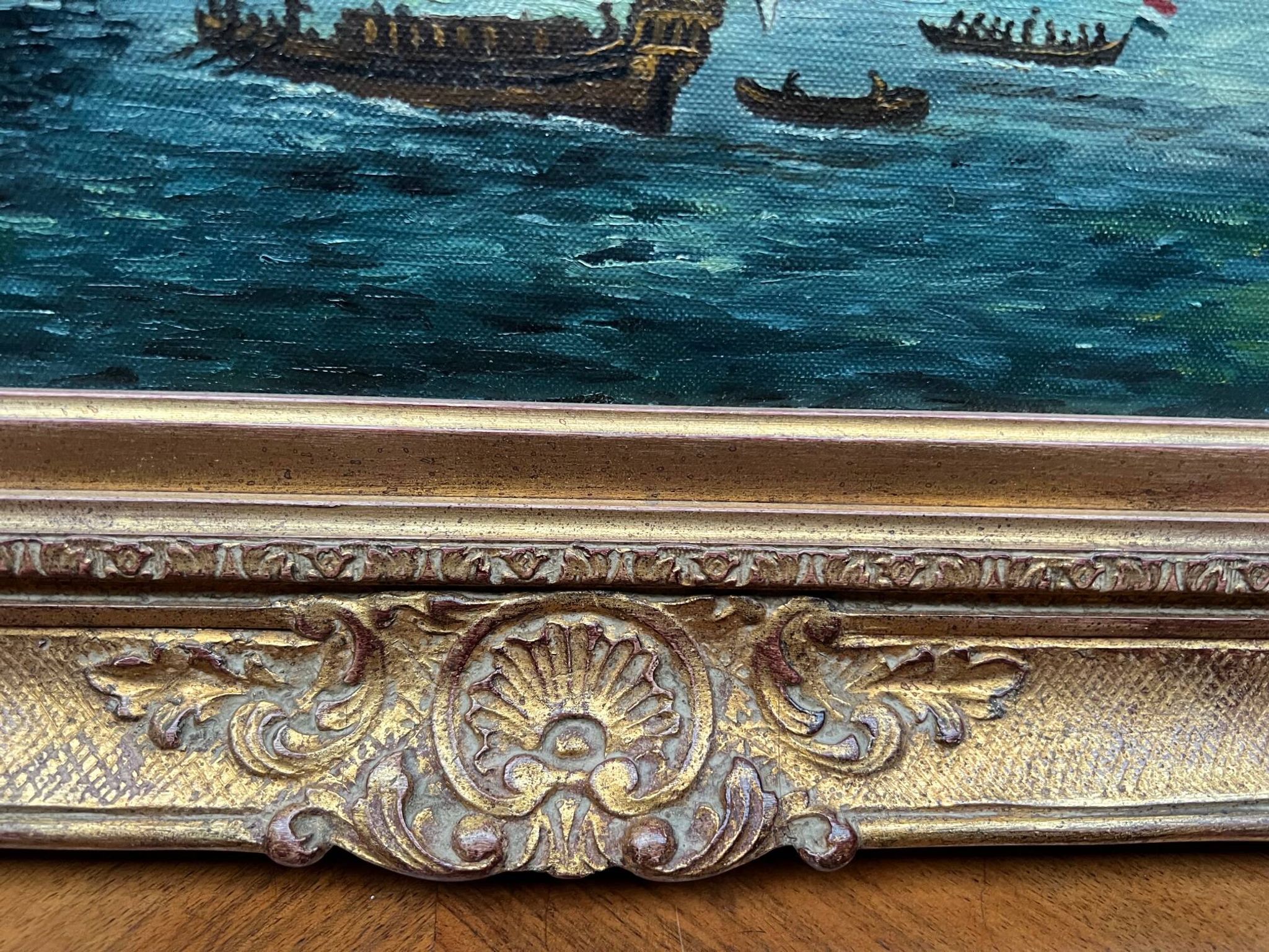Jan van Genechten. Seascape “View of the old port of Amsterdam”.
