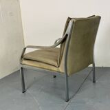 Modernist Mid Century Walter Knoll steel and leather lounge chair