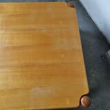 Square coffee table in solid blond wood 80s