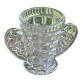 Angel wings vase, in transparent glass with art deco relief pattern