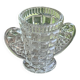 Angel wings vase, in transparent glass with art deco relief pattern