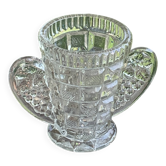 Vase 2 anses Art Déco en verre ciselé transparent