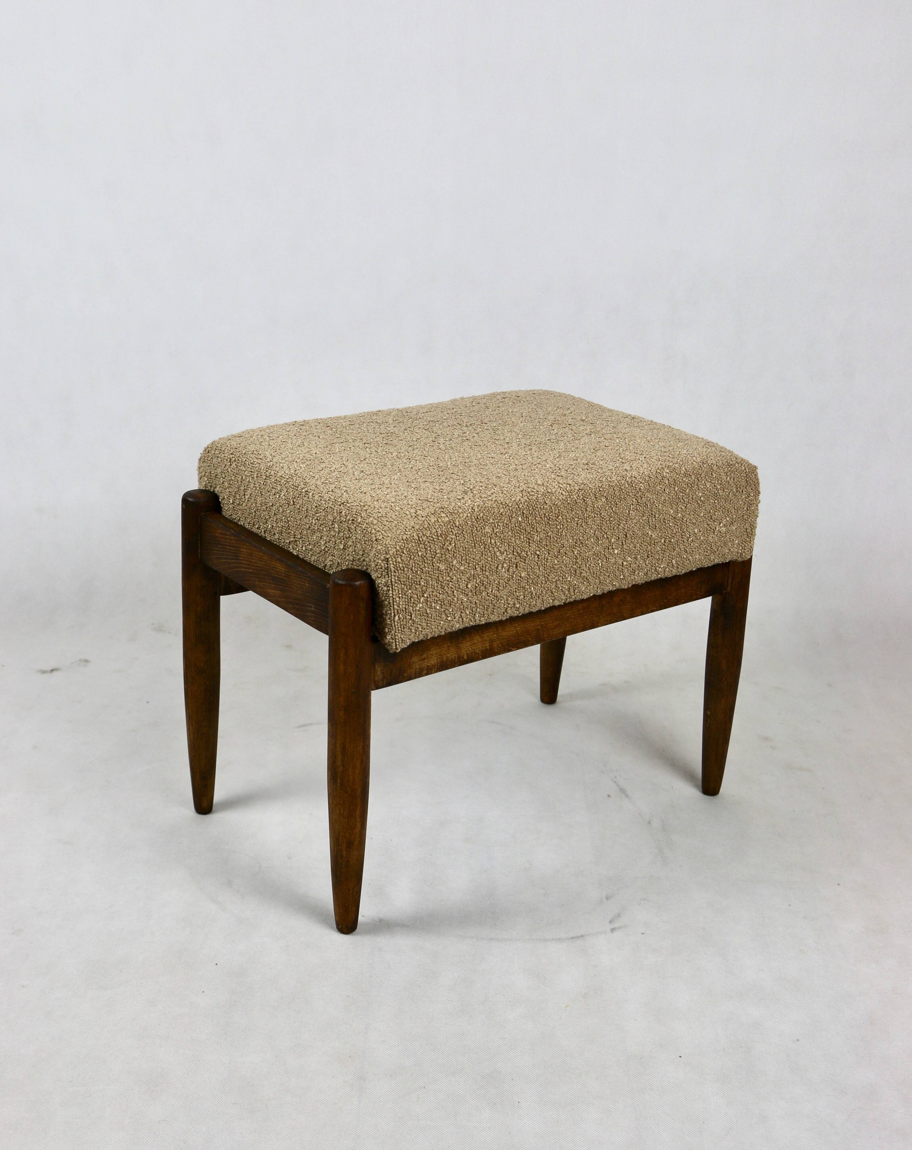 Vintage Beige boucle Stool by Homa, 1970s