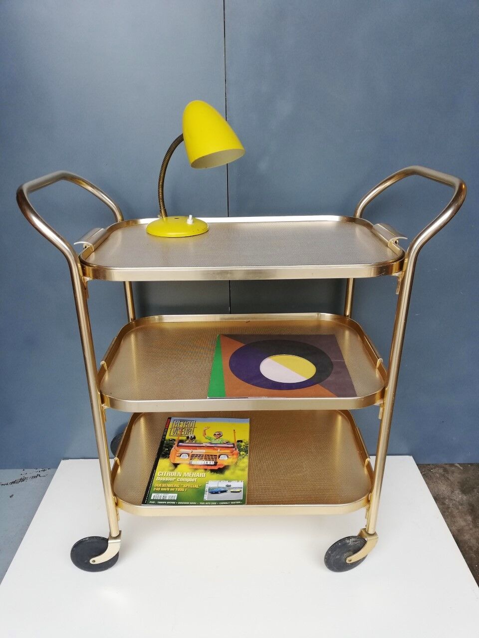 60s English rolling serving trolley