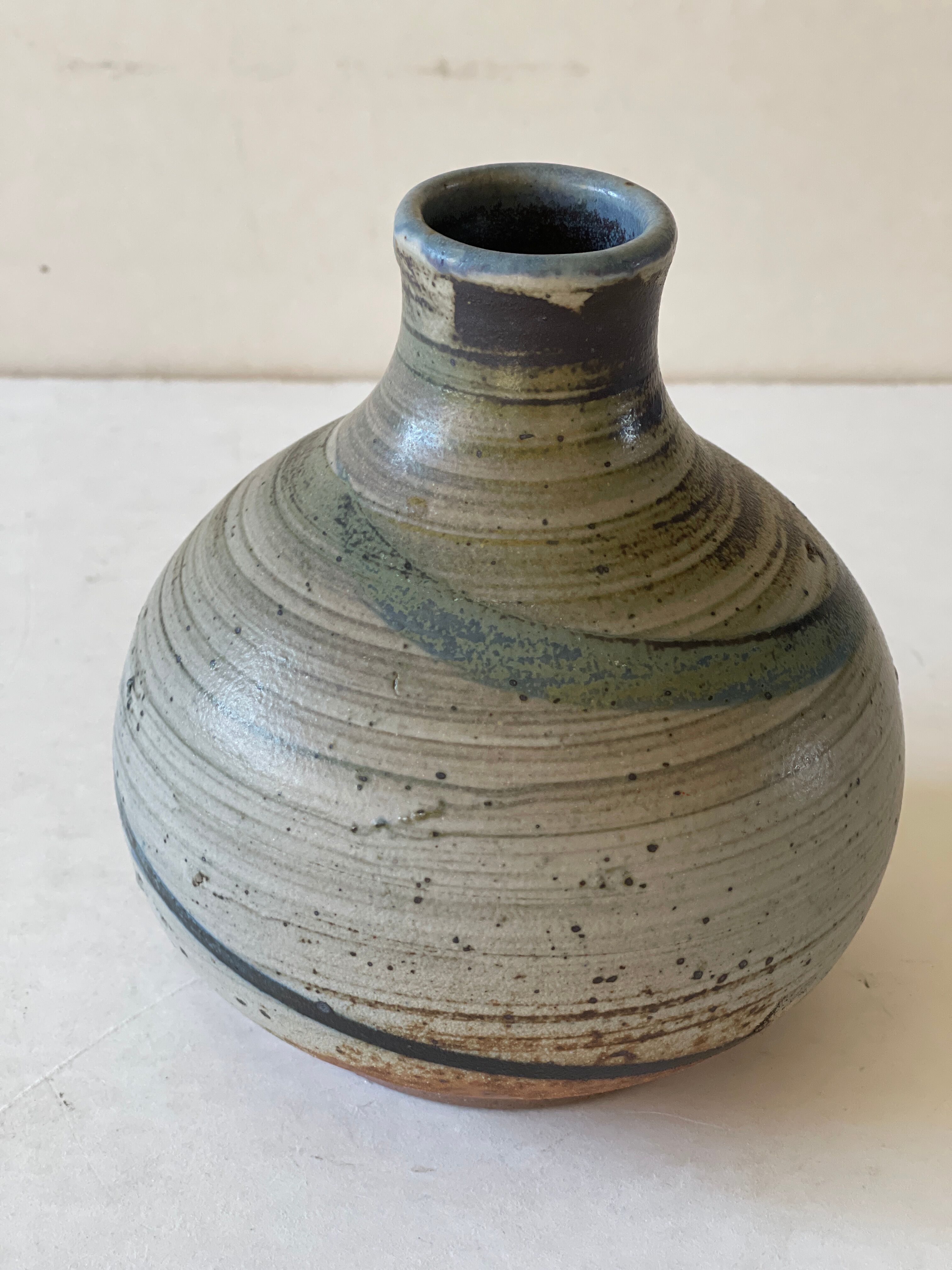 Vintage sandstone vase signed Cuxa