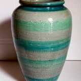 Ceramic vase scarified with gray-blue enamel