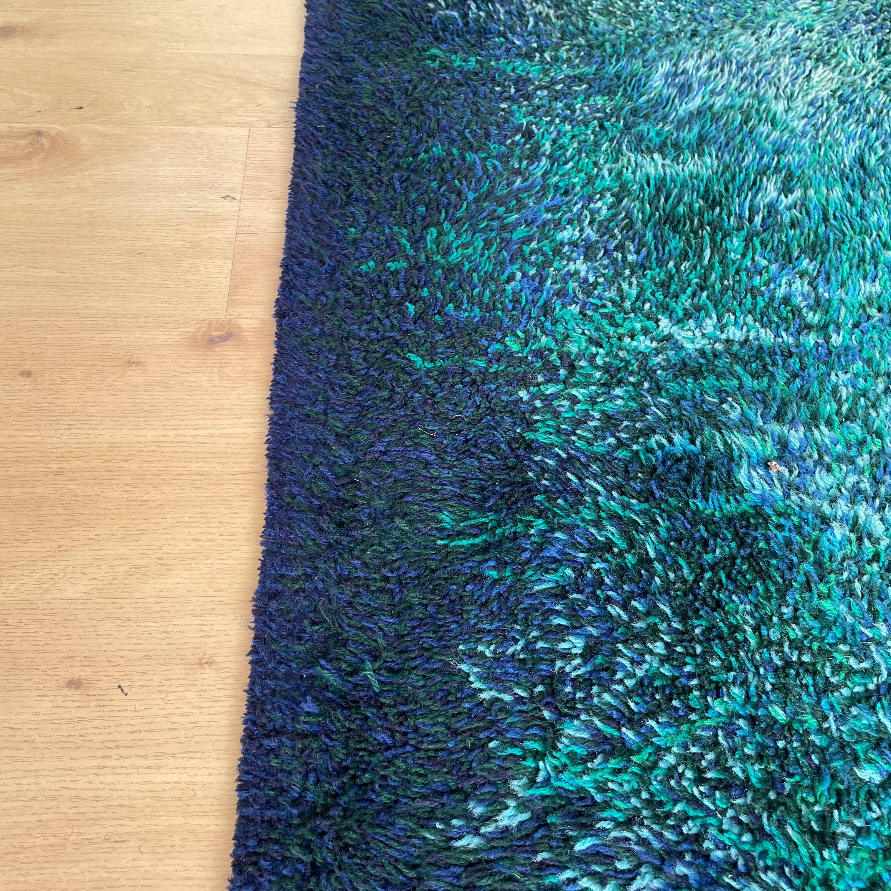 Large "space design" multi-color high pile rya rug by desso netherlands, 1970