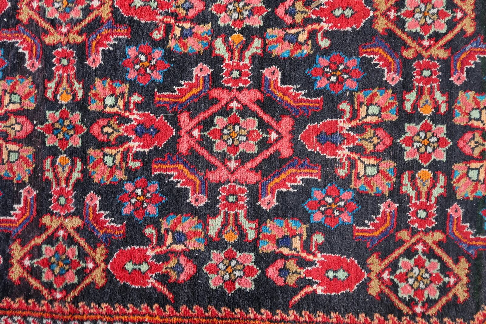 Handmade vintage Persian Hamadan rug 74cm x 129cm, 1960s