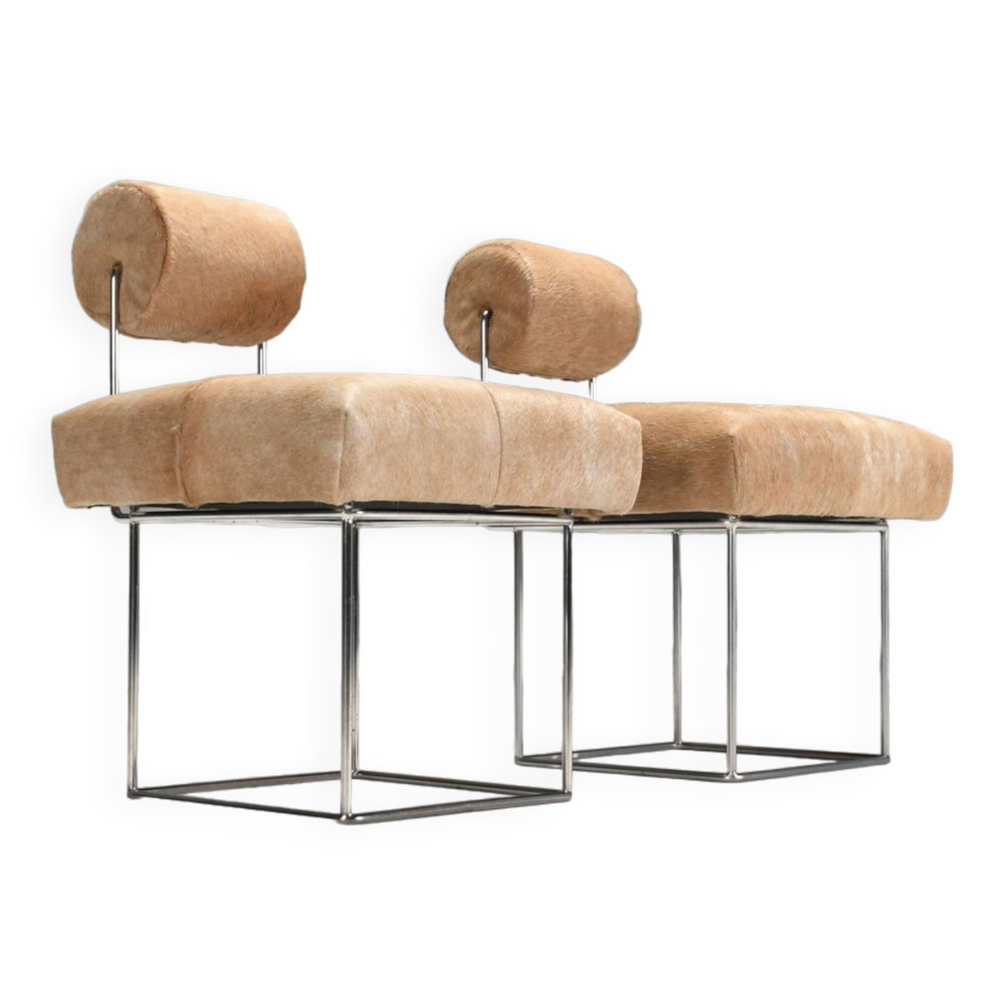 Rare Postmodern Cowhide Side Chairs by Fritz Brückner, Germany 1980s