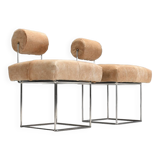 Paire de chaises d'appoint postmodernes en peau de vache par Fritz Brückner, Allemagne 1980