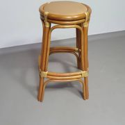 3 x tabourets en bambou avec lacets en cuir / années 70