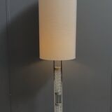 Glass base floor lamp with silk shade by Richard Essig for Besigheim 1970s