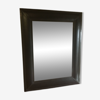 Miroir biseauté en cuir 90x70