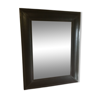 Miroir biseauté en cuir 90x70