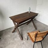 Solid walnut desk, folk art, Savoy, circa 1900