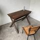 Solid walnut desk, folk art, Savoy, circa 1900