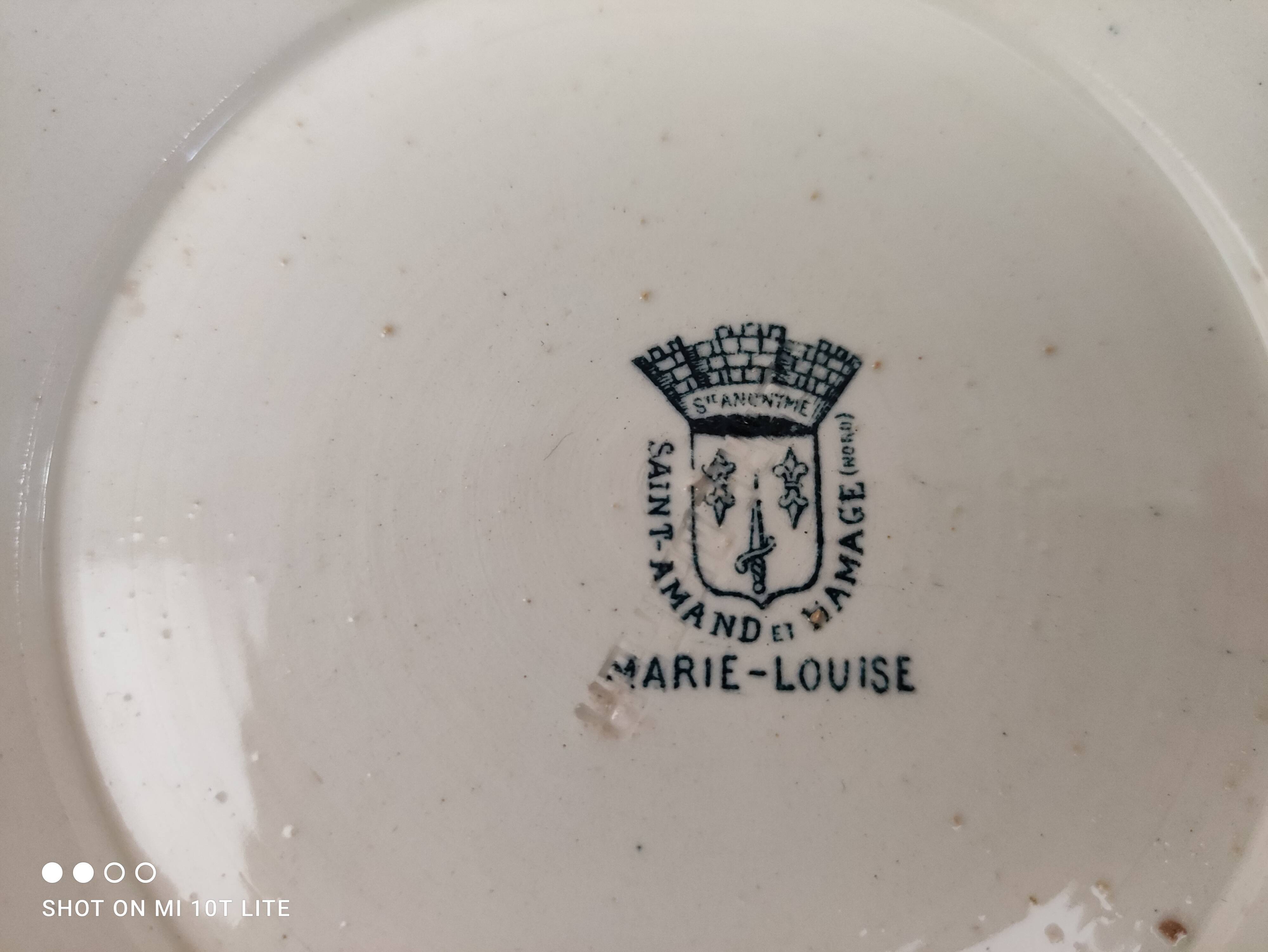 Saladier sur piédouche fin XIXe en Terre de Fer Saint-Amand & Hamage modèle Marie-Louise