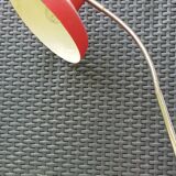 Red and silver swan neck table lamp