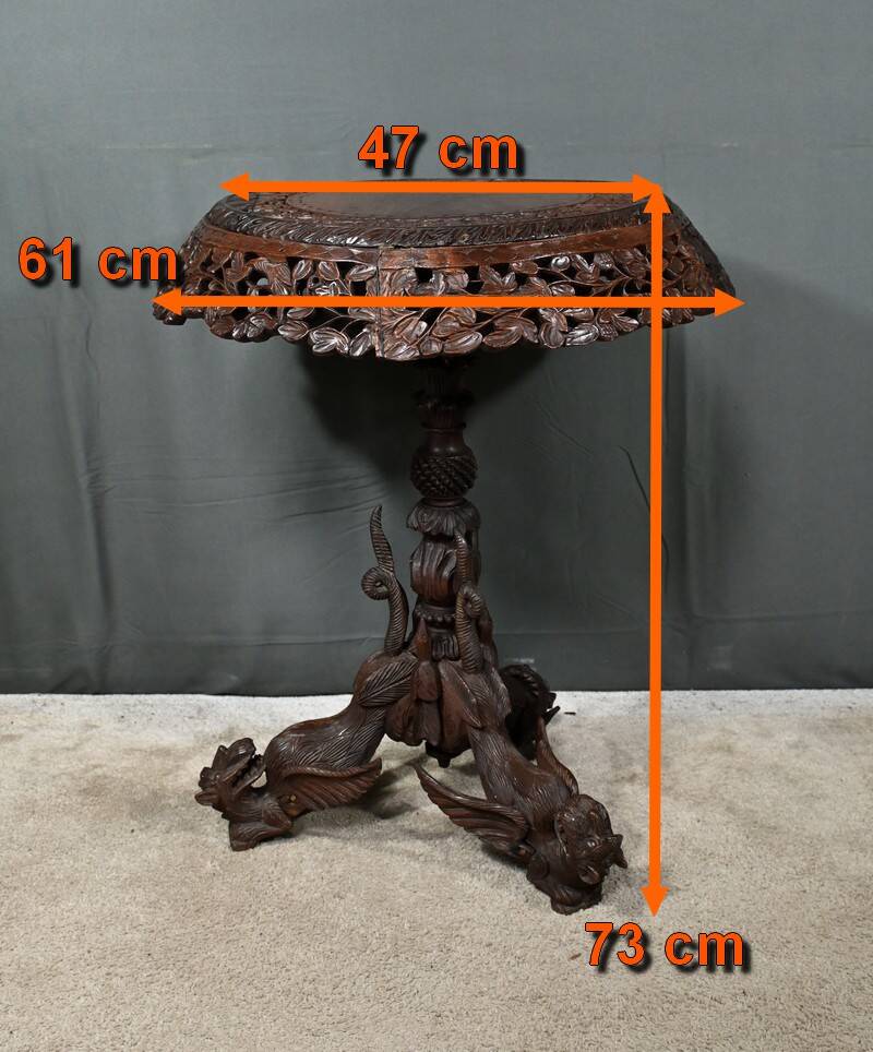 Anglo-Indian Pedestal Table in Exotic Wood – Late 19th Century