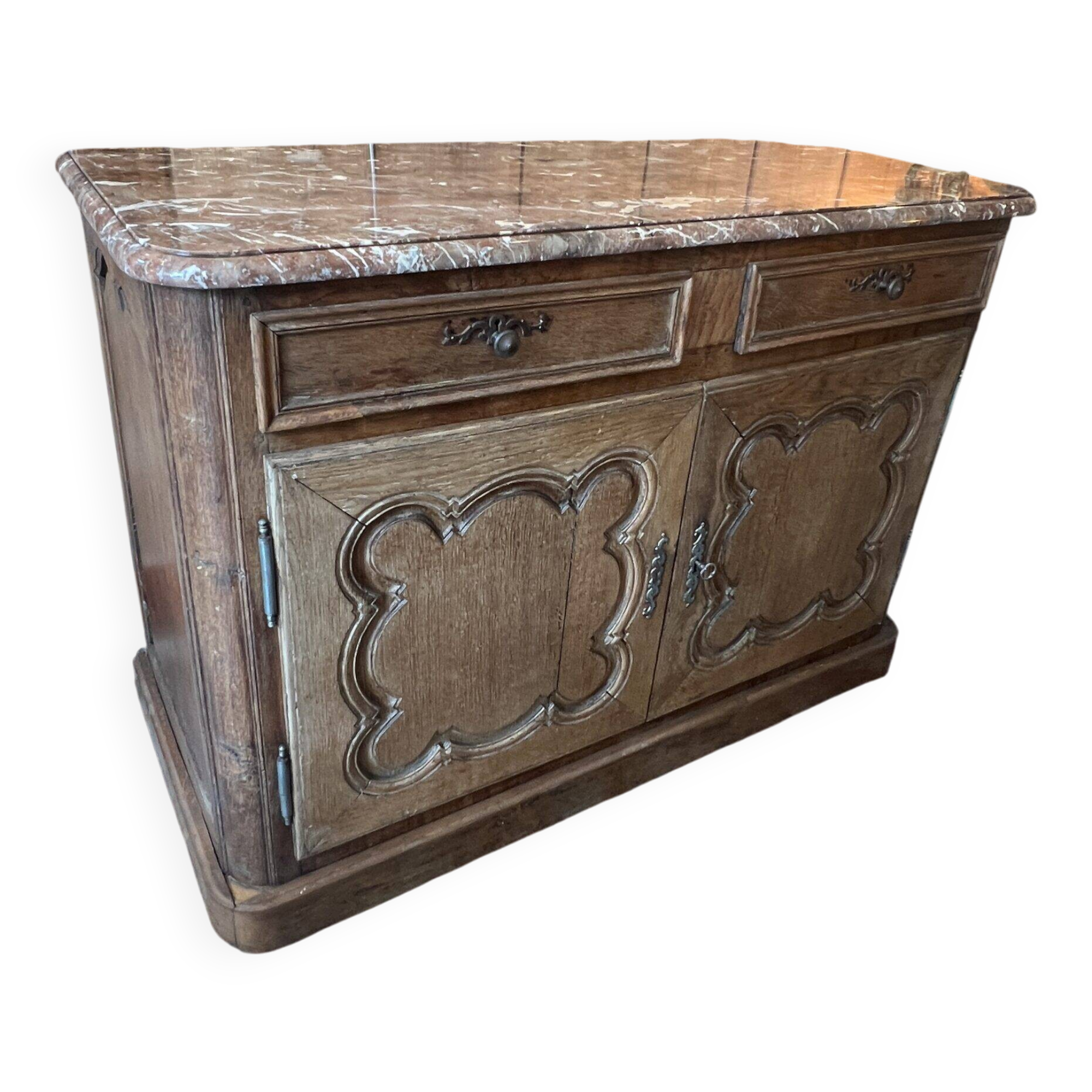 Bressan style hunting sideboard, marble top, 19th century