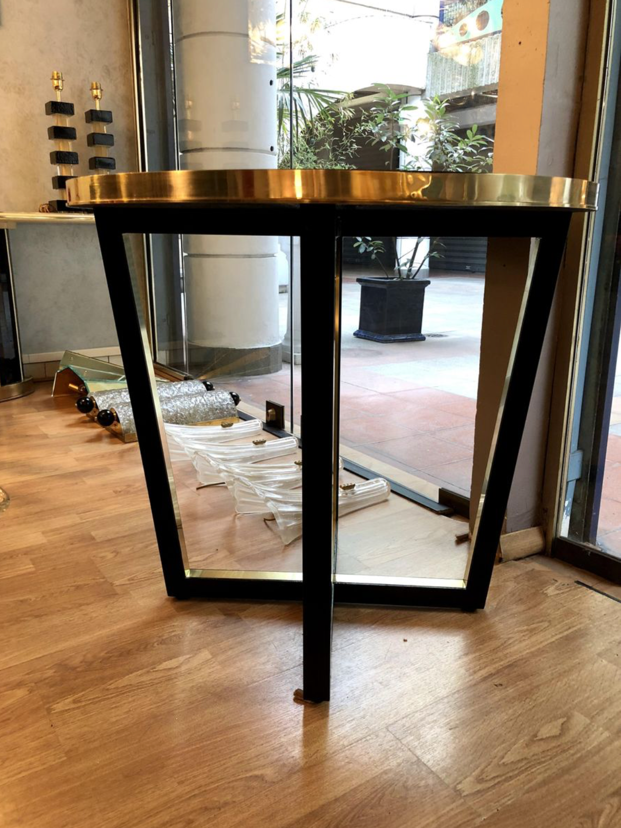 Table stained glass and brass, 1980 s