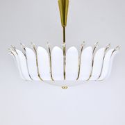 Grand chandelier Rupert Nikoll 27" mid-century brass with leaves, Austria, 1950.