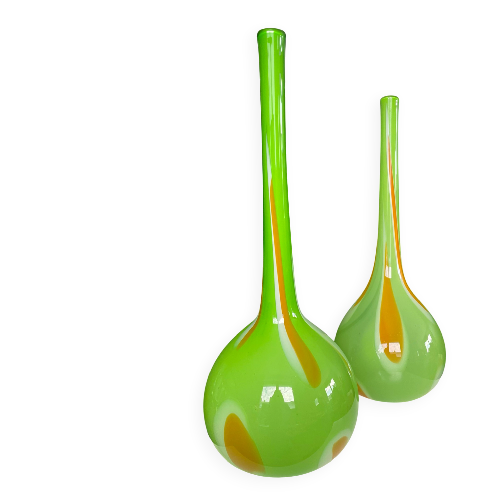 Pair of large flower vases in glass paste from the 70s-80s.