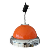 Lampe pendentif orange de l'âge spatial vintage 1973 – Chrome et acrylique