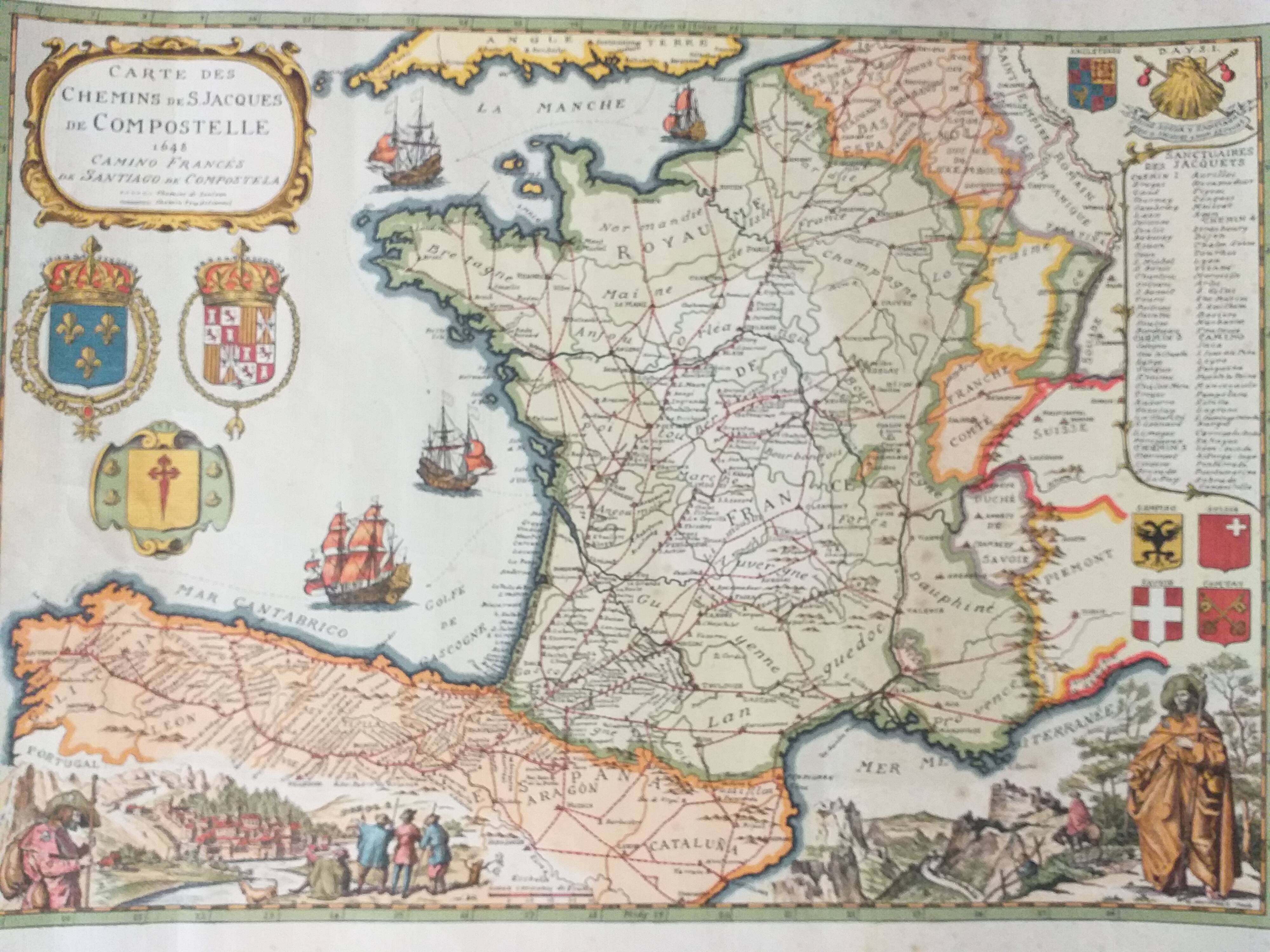Map of the paths of Santiago de Compostela 1648