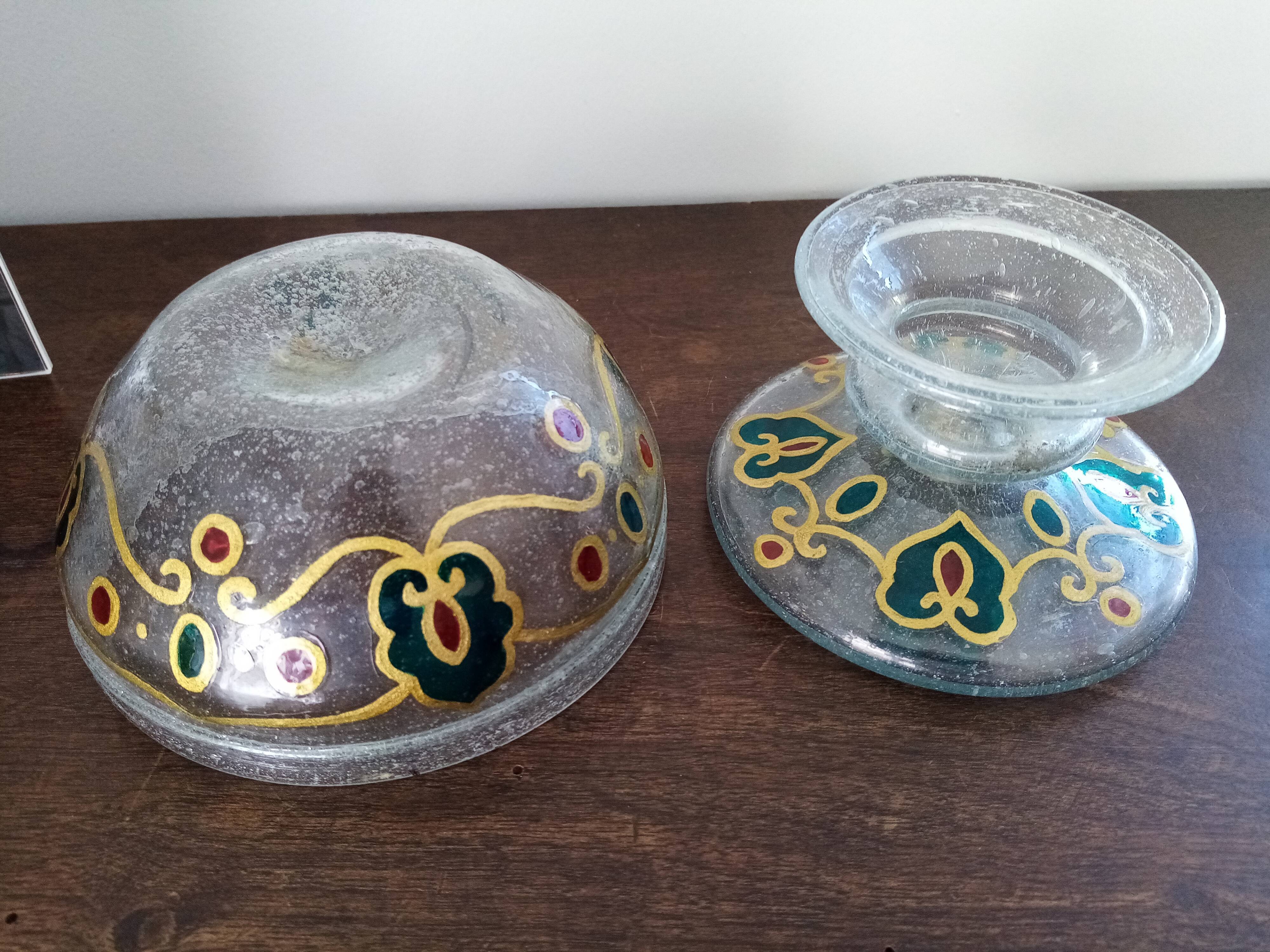 Old empty pocket biot glass cup