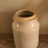 Vintage pink beige glazed stoneware pot
