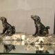 Pair of regular bookends representing dogs marble base