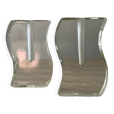 Paire de vases soliflores en pâte de verre années 70