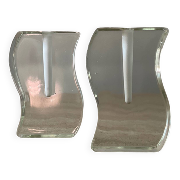 Pair of single-flower vases in glass paste from the 70s