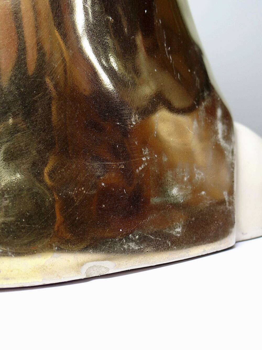 Bust of the Virgin with halo, glazed ceramic, vintage/antique craftsmanship