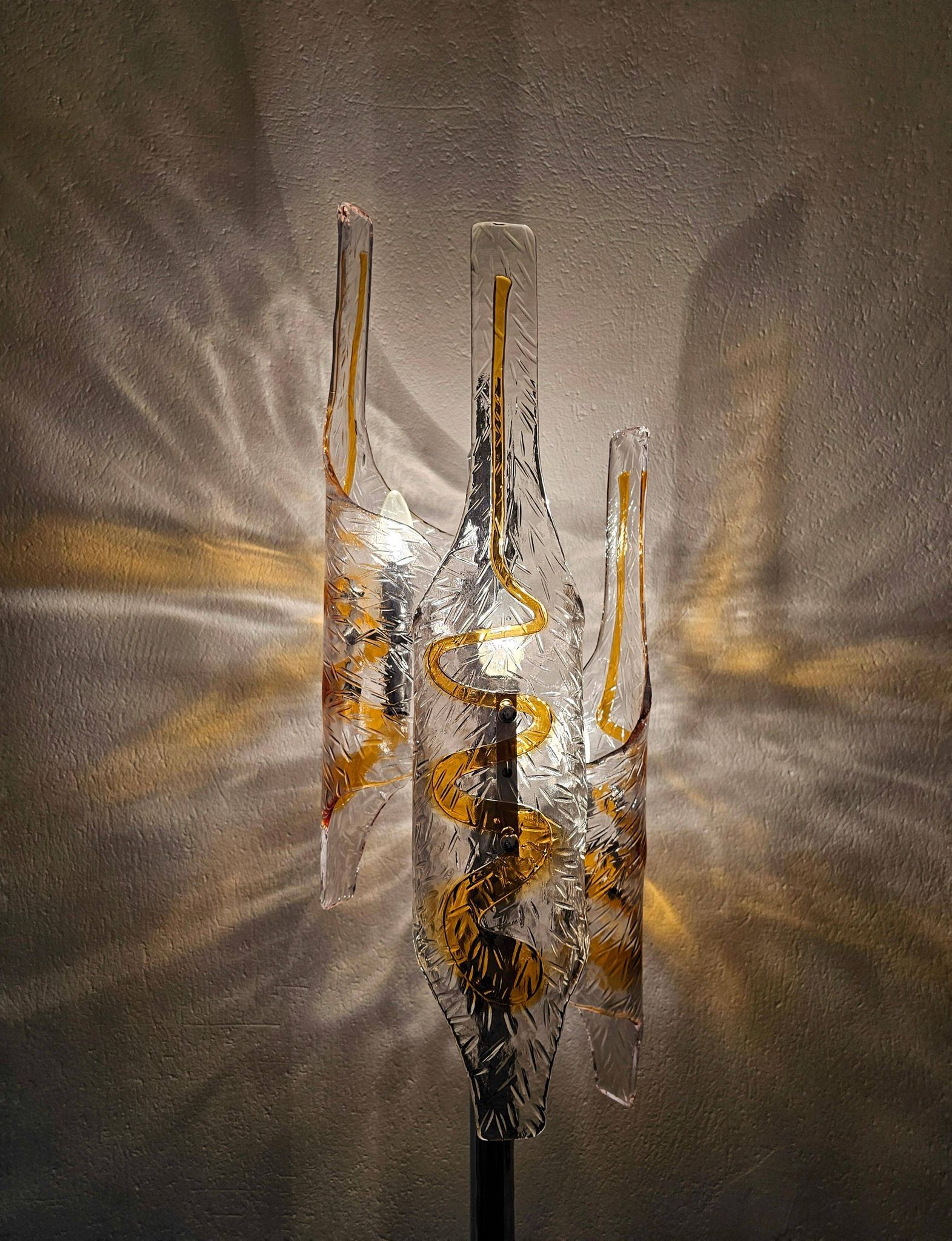 Mazzega floor lamp by Toni Zuccheri in Murano glass 1970s