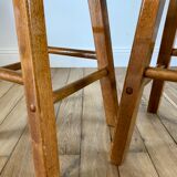 Pair of high stools / bar varnished wood 60-70s