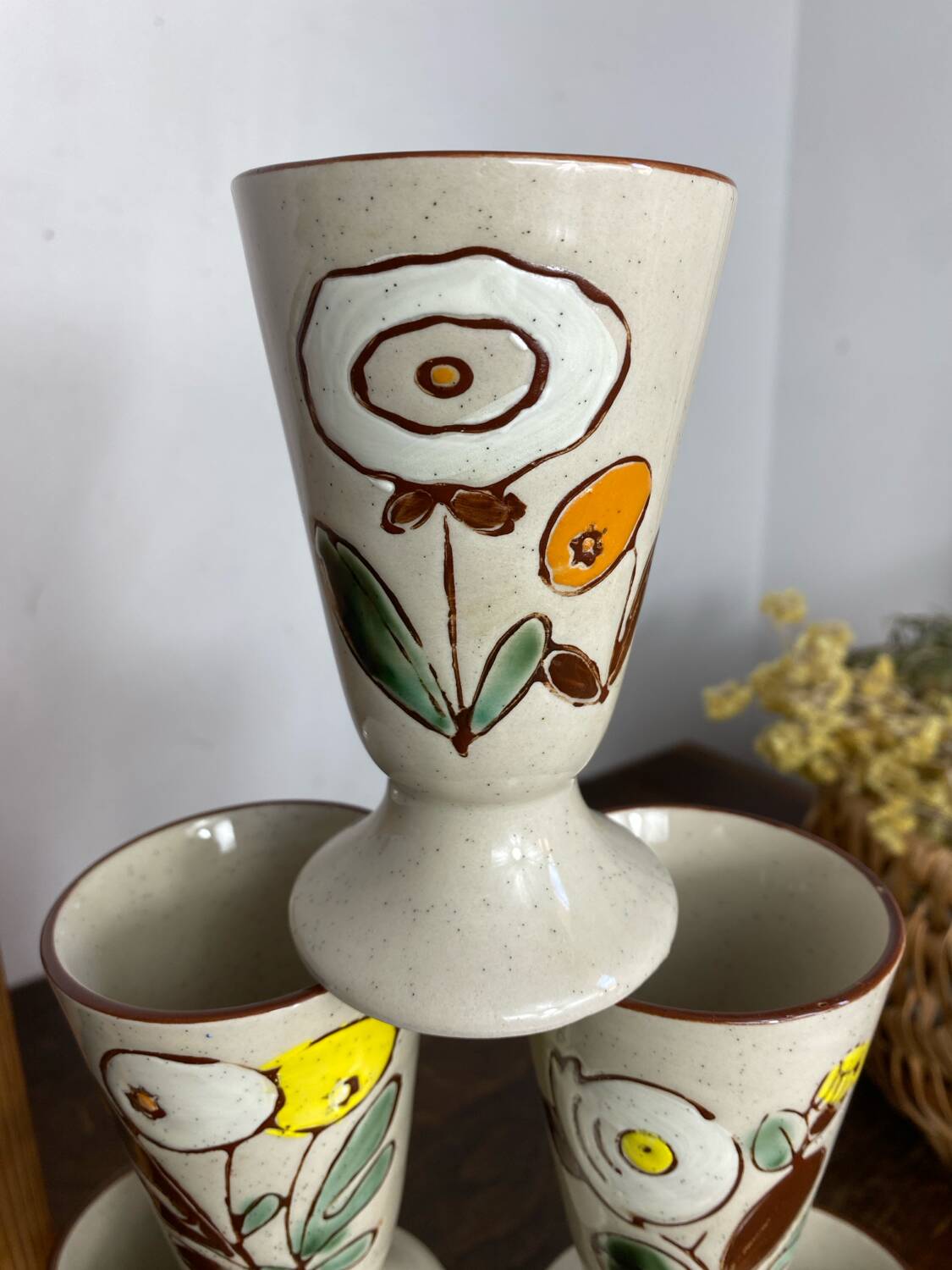 Six stoneware mazagrans