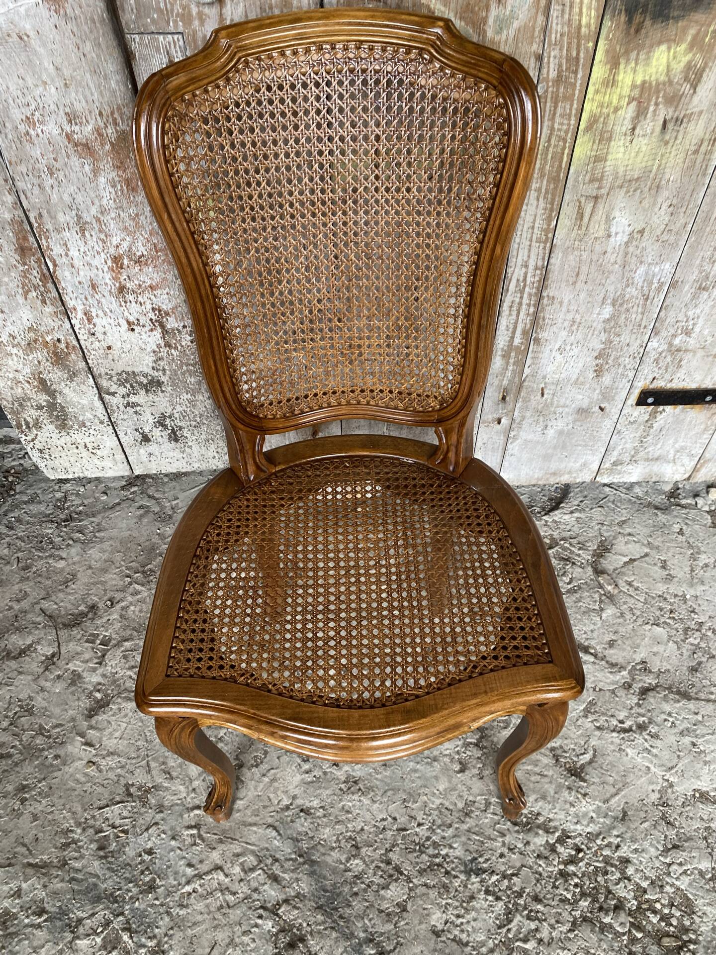Antique chair louis xv style cherry wood + vintage caned seat